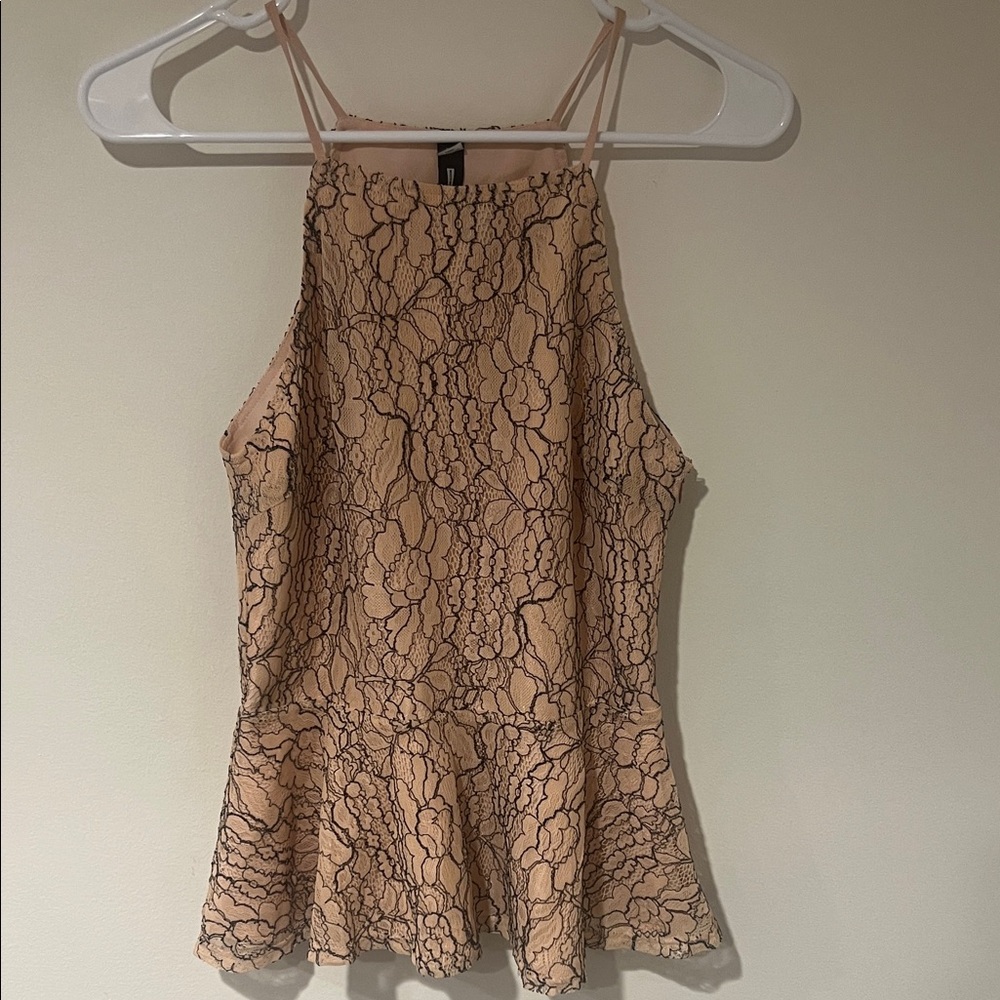 Design Lab Lord & Taylor Lace Overlay Camisole - Black and Cream